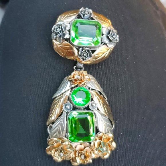 RARE! Vtg. 1940's HOBÉ 1/20 14K STERLING Brooch Pin SIGNED - Picture 2 of 14